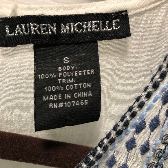 Lauren Michelle, S, White, shoulders out, embroidery tassels - Picture 2 of 5